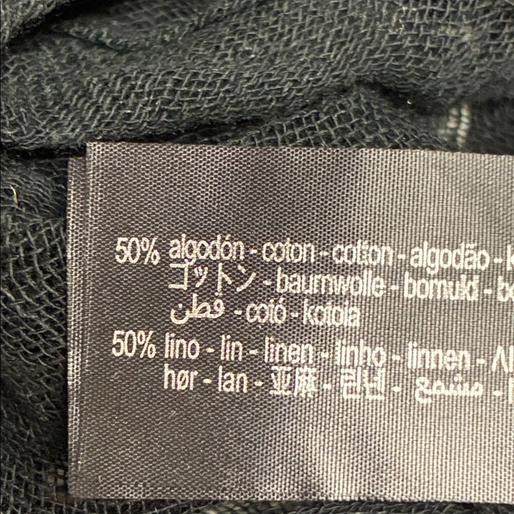 NWOT. Zara Black Cotton/Linen Blend Scarf.